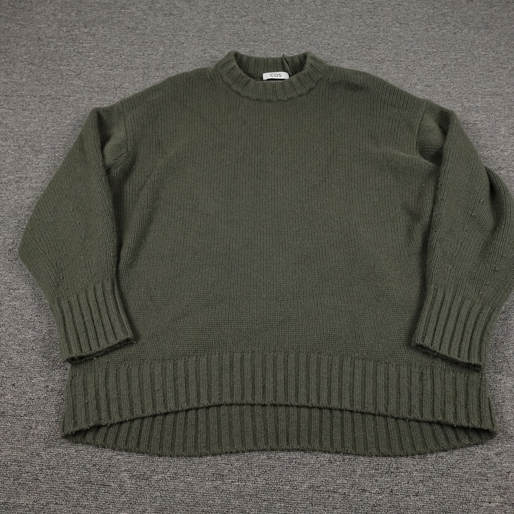 COS Sweater Womens Medium Green 100% Cashmere Mock Neck Pullover Cozy Knit